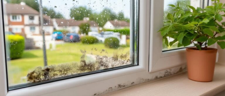 Mold growth near window with plant