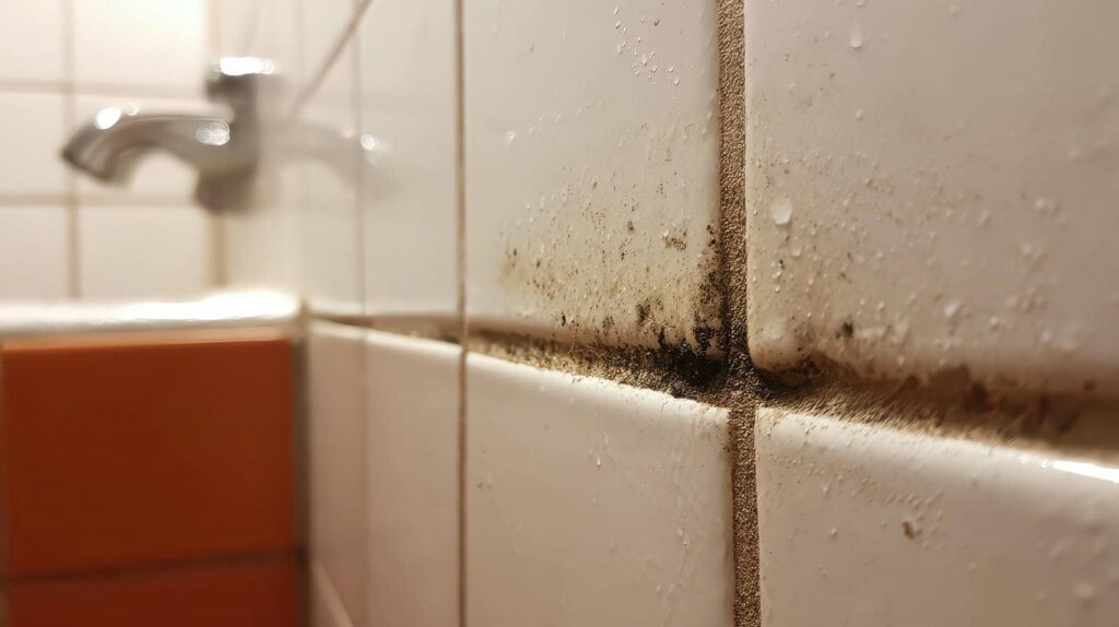Mold on bathroom tile grout