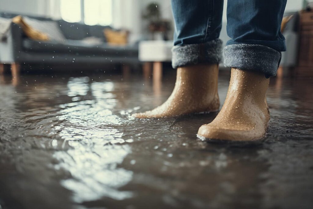 Person standing in flooded room