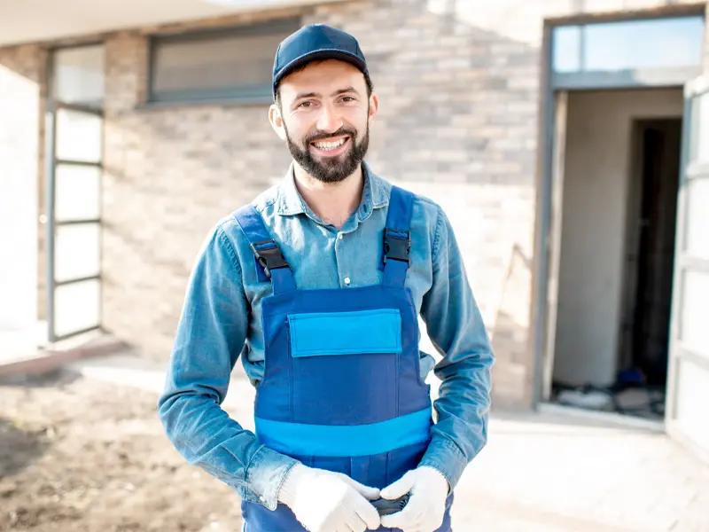 A professional home service expert on the job site for a Mecklenburg County fire damage restoration job