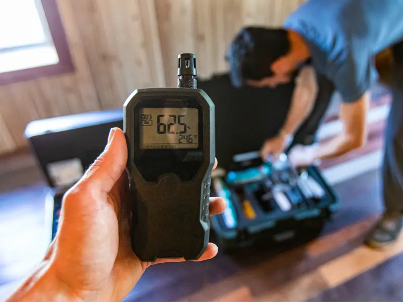 Using the latest equipment to test air quality inside a house. Best Cleanup offers air quality testing services in Kannapolis for your home.